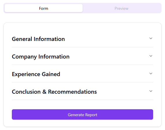 AI-powered SIWES report generator interface