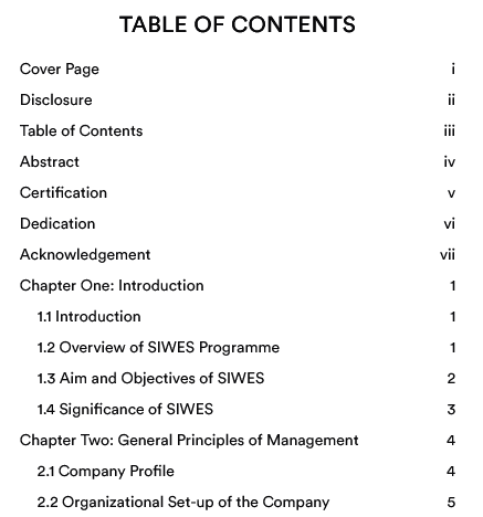 Professional SIWES report formatting and structure